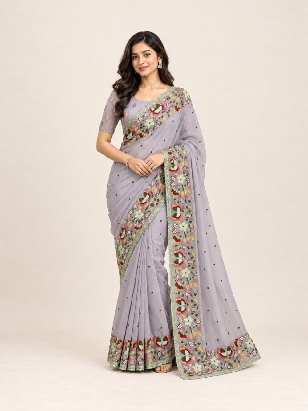 Georgette Saree with Unstitched Blouse, Cultural Wear for Women